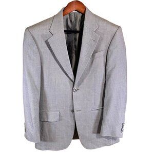 Oscar De La Renta Mens Blazer Jacket 38R Houndstooth Formal Gray Double Button
